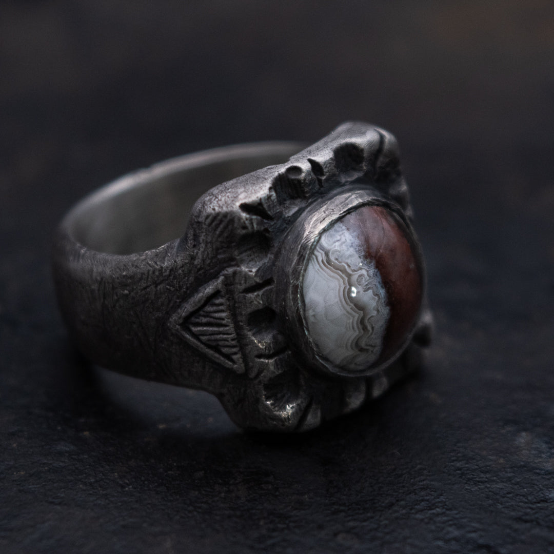 Anillo Heavy Ingot - Agata Bandeada de Chihuaha TALLA 10