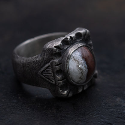 Anillo Heavy Ingot - Agata Bandeada de Chihuaha TALLA 10