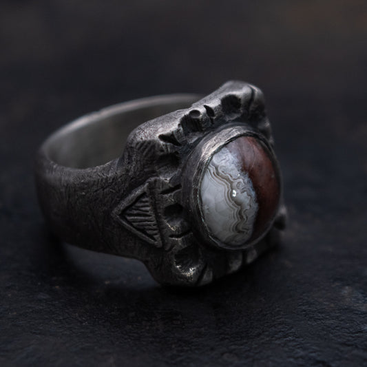 Anillo Heavy Ingot - Agata Bandeada de Chihuaha TALLA 10