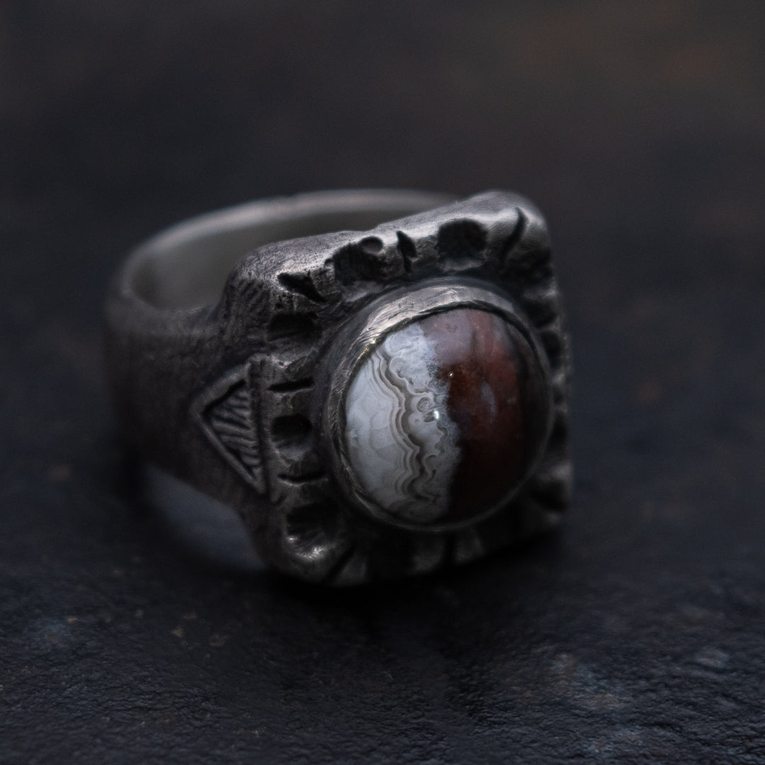 Anillo Heavy Ingot - Agata Bandeada de Chihuaha TALLA 10
