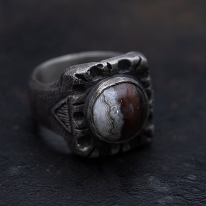 Anillo Heavy Ingot - Agata Bandeada de Chihuaha TALLA 10