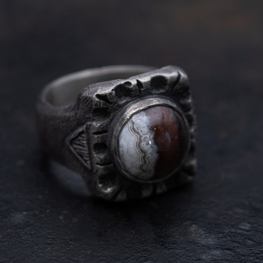Anillo Heavy Ingot - Agata Bandeada de Chihuaha TALLA 10